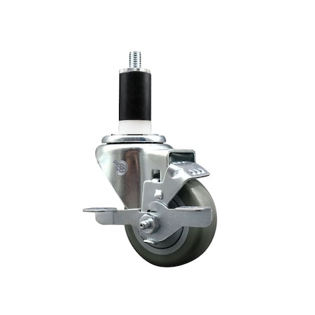 Service Caster 3'' Gray Poly Swivel 1-3/8'' Expanding Stem Caster with Brake SCC-EX20S314-PPUB-TLB-138